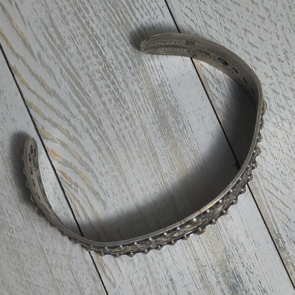 Vintage E.J. Towle Silver Plated Rosary Cuff Bracelet - Picture 3 of 8